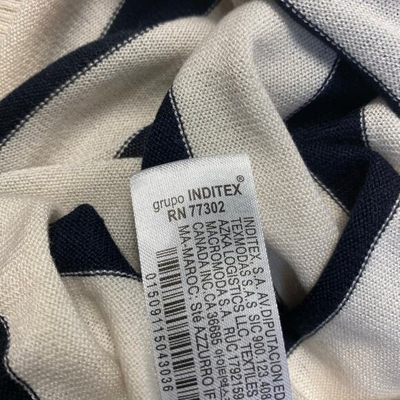 Zara Black and White Striped Lightweight Sweater Size M Classic Preppy Casual - Picture 5 of 7